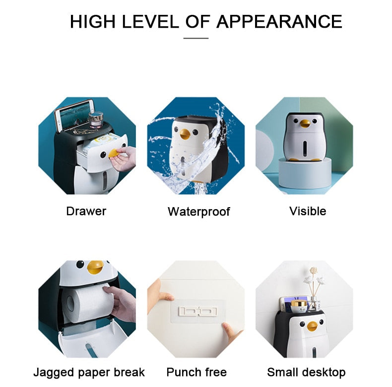 Penguin Bathroom Storage Box Toilet Paper Holder - Image 6