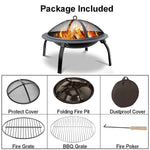 Foldable Outdoor Terrace Fire Pit Grill - MaviGadget