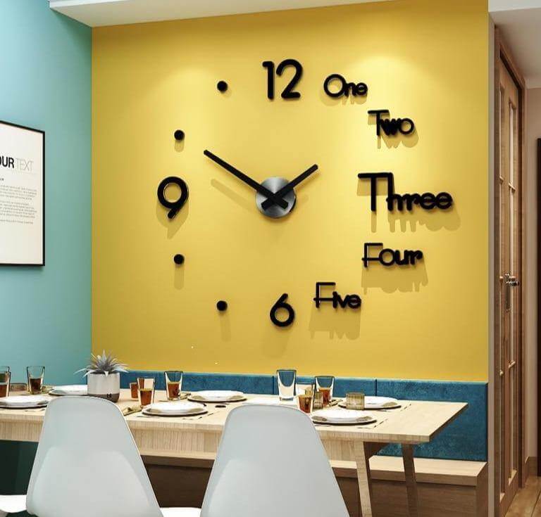 3D Large DIY Modern Number Wall Clock