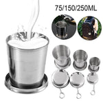 Foldable Portable Stainless Steel Camping Cup With Keychain - MaviGadget