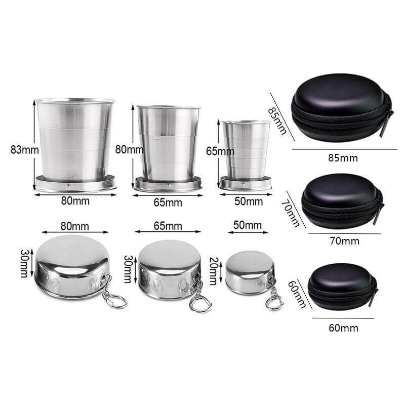 Foldable Portable Stainless Steel Camping Cup With Keychain - Image 7