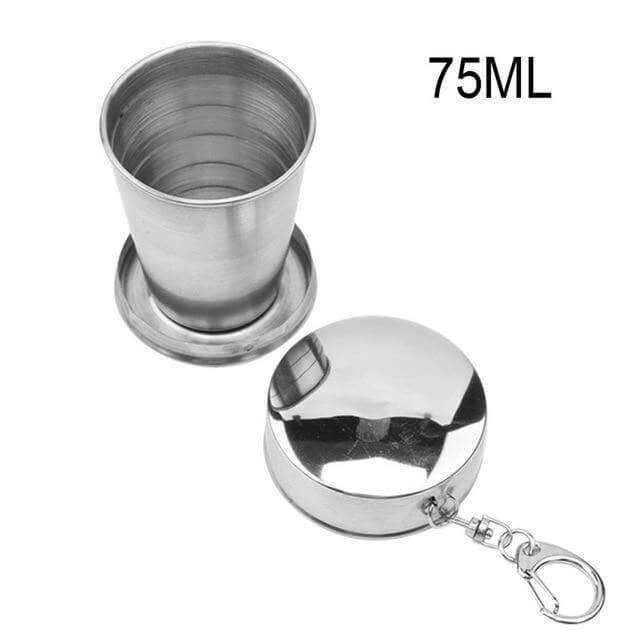 Foldable Portable Stainless Steel Camping Cup With Keychain - MaviGadget