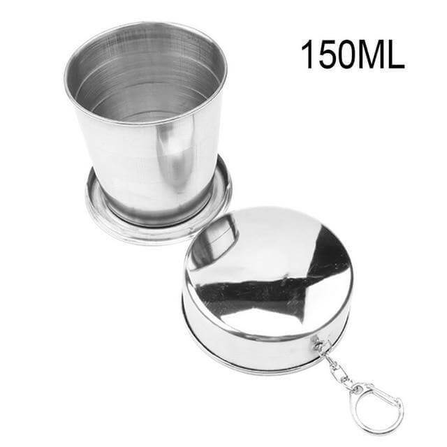 Foldable Portable Stainless Steel Camping Cup With Keychain - MaviGadget