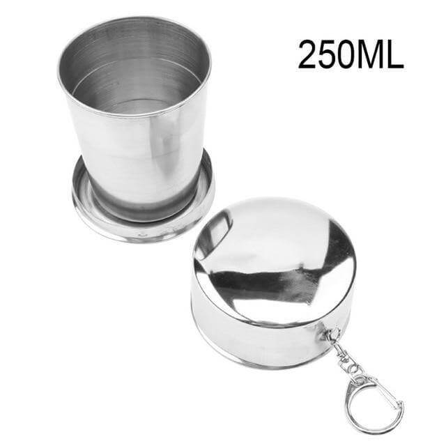 Foldable Portable Stainless Steel Camping Cup With Keychain - MaviGadget