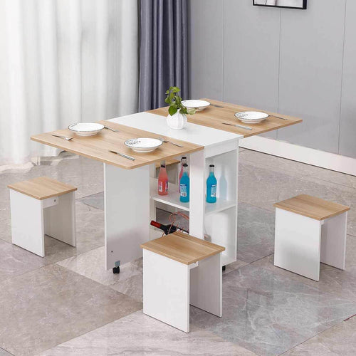 Modern Foldable Wheeled Dining Table Set - Image 0