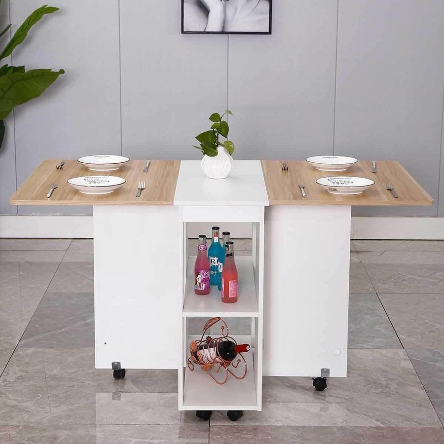 Modern Foldable Wheeled Dining Table Set - Image 6