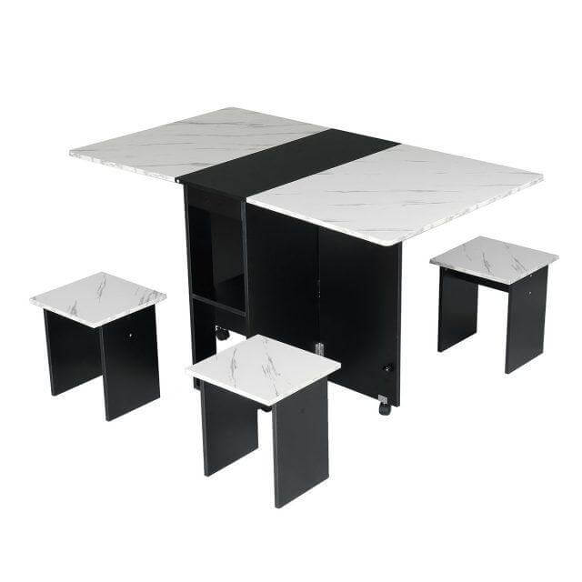 Modern Foldable Wheeled Dining Table Set - Image 9