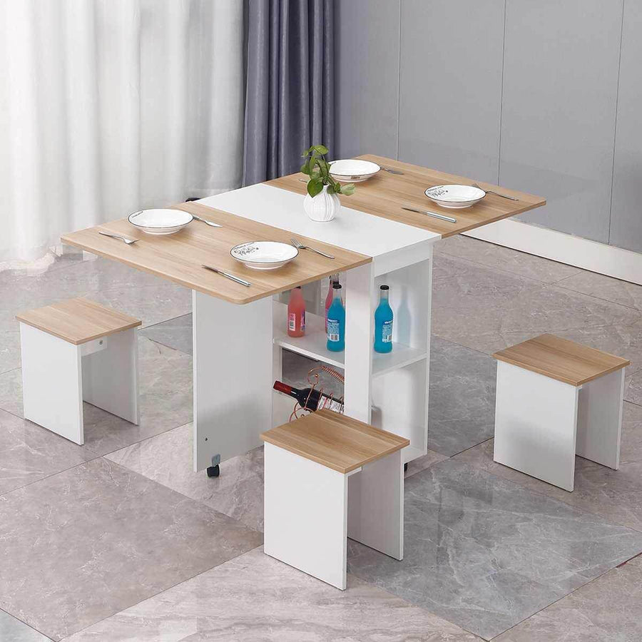 Modern Foldable Wheeled Dining Table Set - Image 7