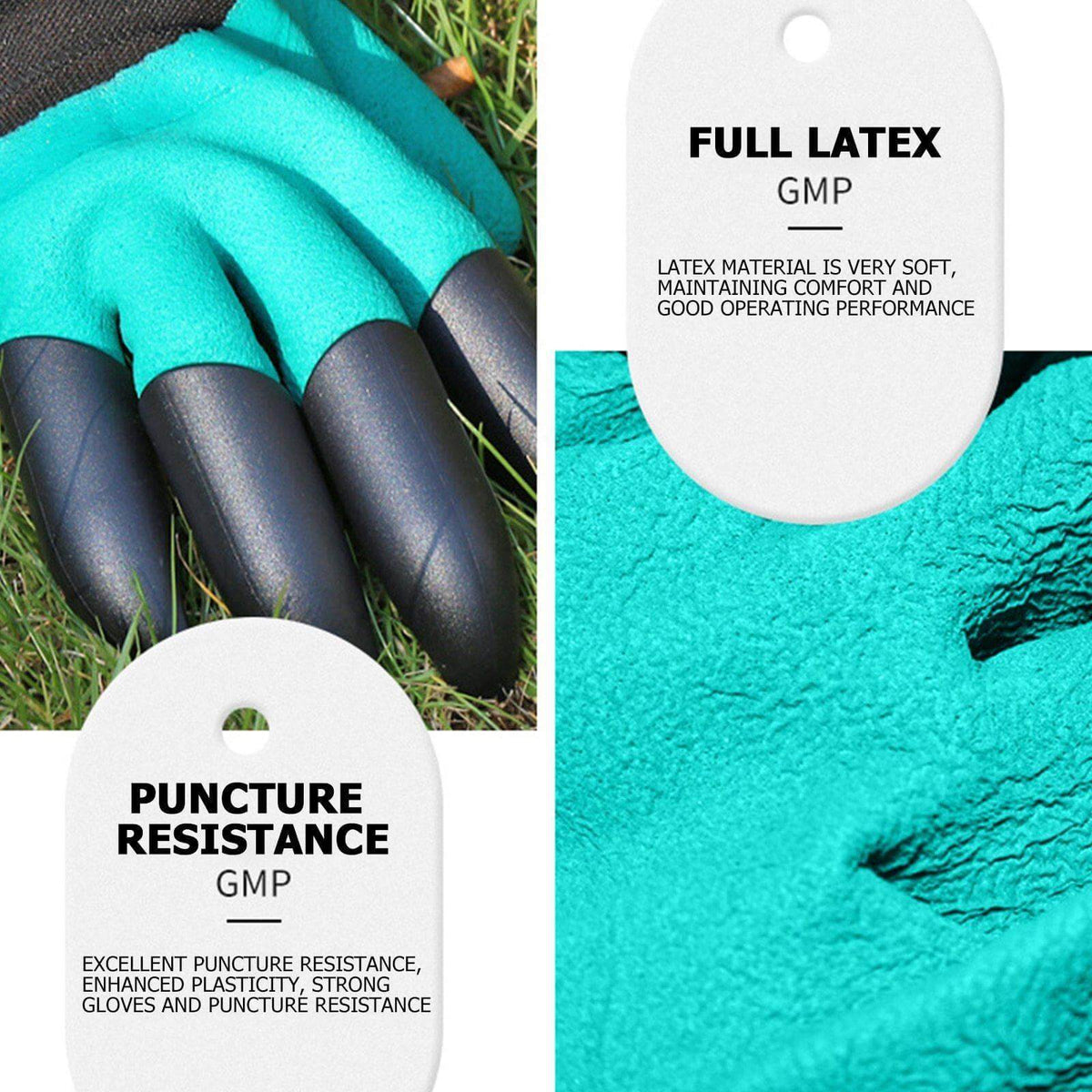 Garden Rubber Gloves with Fingertips Claws