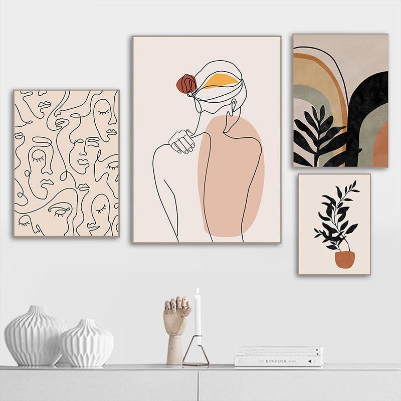 Minimalist Abstract Face Leaves Painting - Image 4
