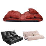 Modern Foldable PU Leather Leisure Floor Sofa Bed with 2 Pillows - MaviGadget