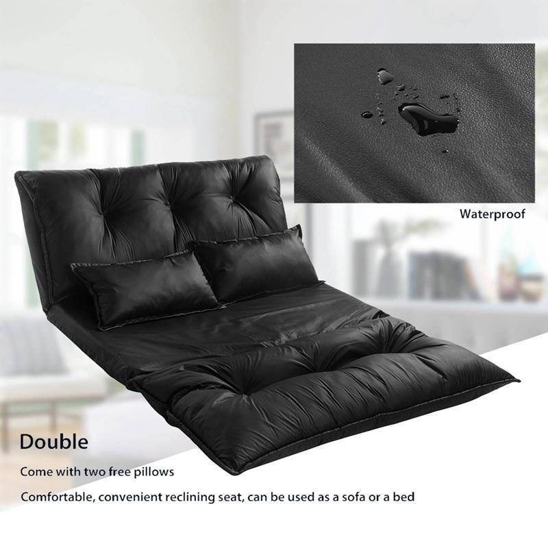 Modern Foldable PU Leather Leisure Floor Sofa Bed with 2 Pillows - Image 13