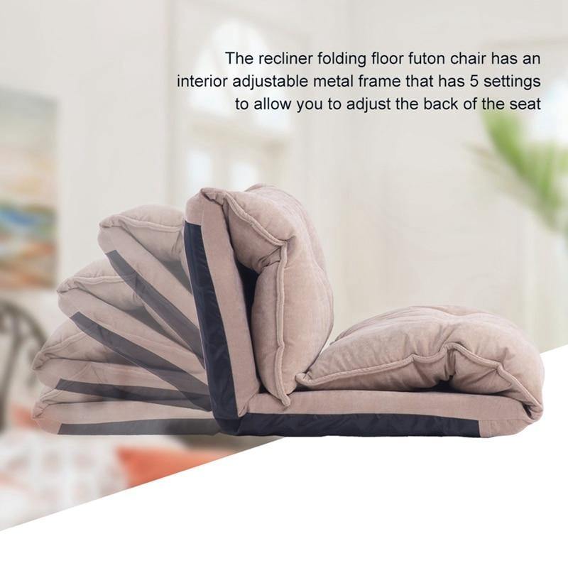 Modern Foldable PU Leather Leisure Floor Sofa Bed with 2 Pillows - Image 2