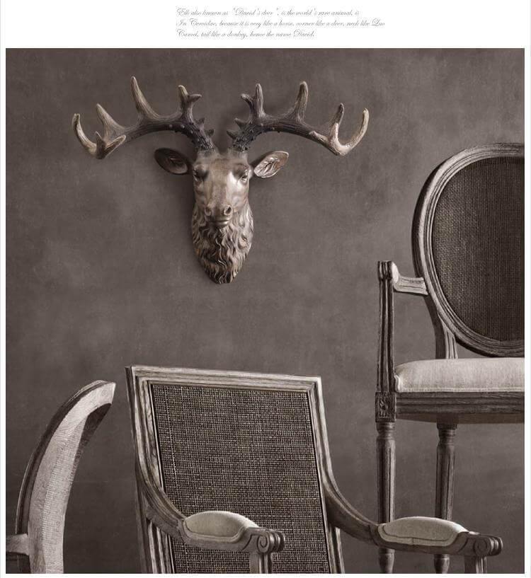 Modern Pure Handmade Hanging Moose and Sheep Head Decoration - Image 7