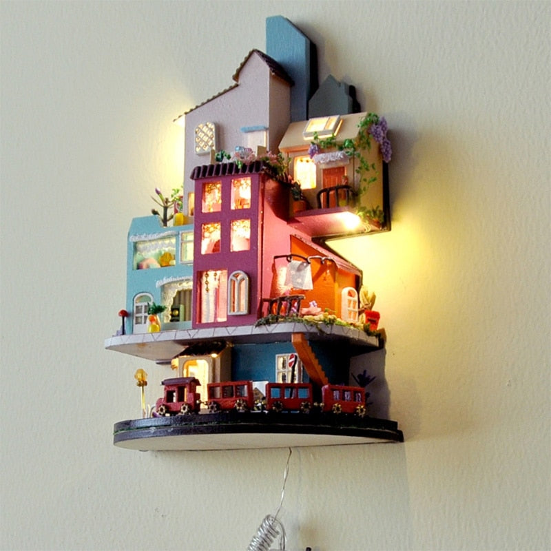 Handmade LED Romantic Town Wall Art