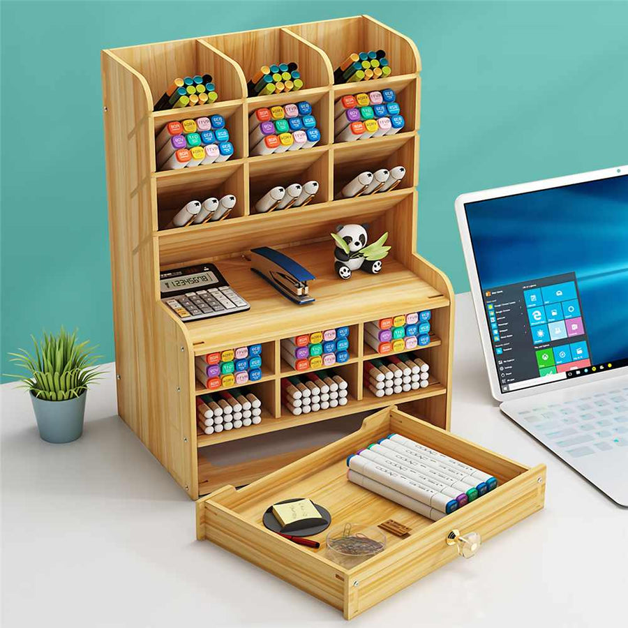 Minimal Wooden Desk Stationery Organizer - Image 1