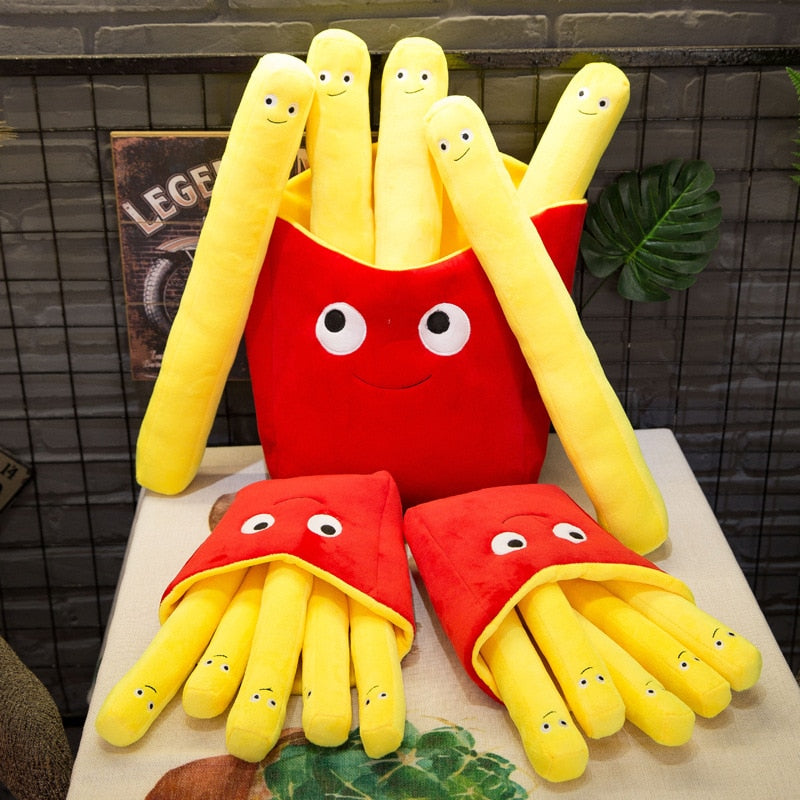 3D Burger Fries Plush Toy Pillow