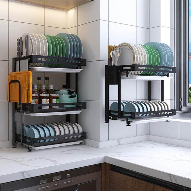 Foldable Stainless Steel Kitchen Dish Drainer Rack - Image 0