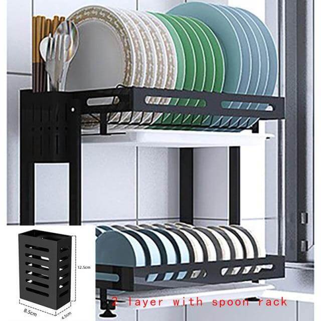 Foldable Stainless Steel Kitchen Dish Drainer Rack - Image 8