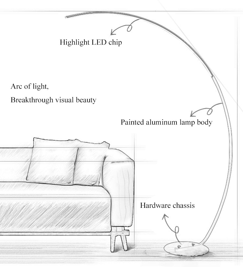Elegant Curved LED Corner Floor Lamp - Image 7