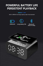 Wireless Dijital Alarm Clock Phone Charger Speaker