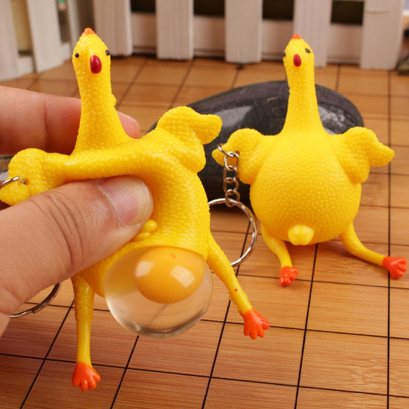 Funny Anti-stress Lazy Chicken Toy Keychain - Image 0