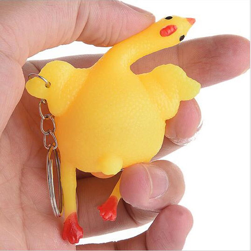 Funny Anti-stress Lazy Chicken Toy Keychain - Image 1