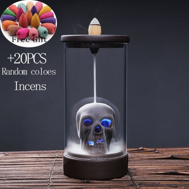 Gothic Skull Ceramic Incense Fountain - Image 7