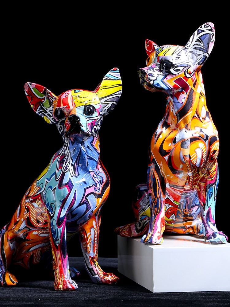 Modern Colorful Chihuahua Resin Dog Statue - Image 0