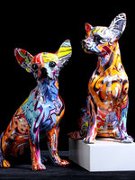 Modern Colorful Chihuahua Resin Dog Statue