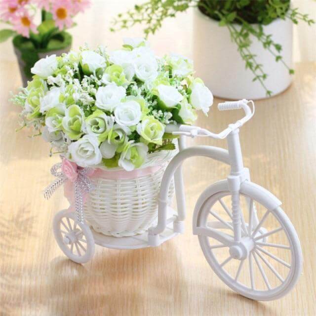 Bike Flower Basket Vase Decor - Image 1