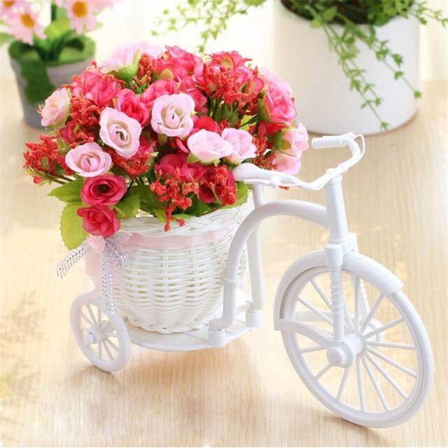 Bike Flower Basket Vase Decor