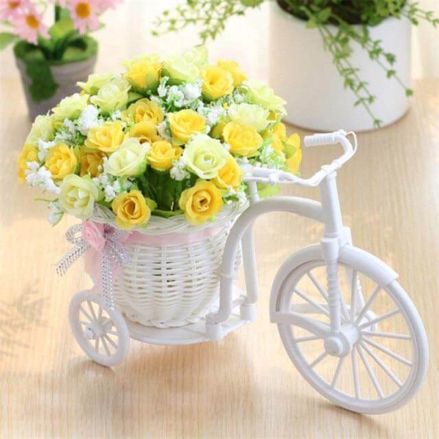 Bike Flower Basket Vase Decor