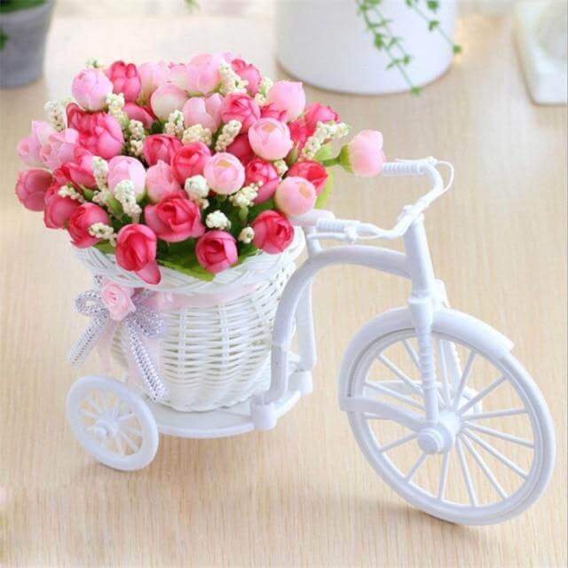 Bike Flower Basket Vase Decor