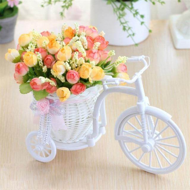 Bike Flower Basket Vase Decor