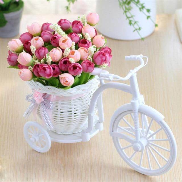 Bike Flower Basket Vase Decor - Image 0