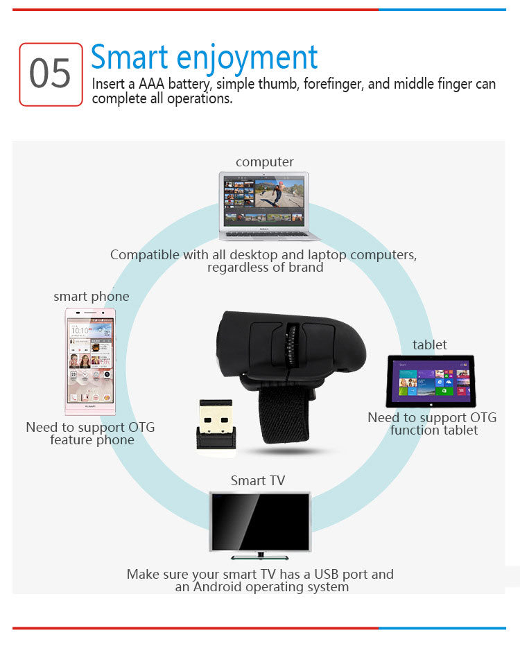 Lazy Mini USB Bluetooth Finger Mouse - Image 3