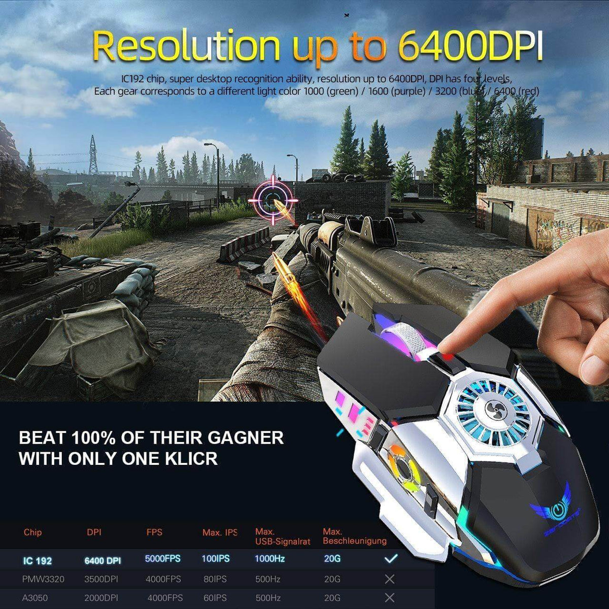 Cooling USB Fan Gaming Mouse