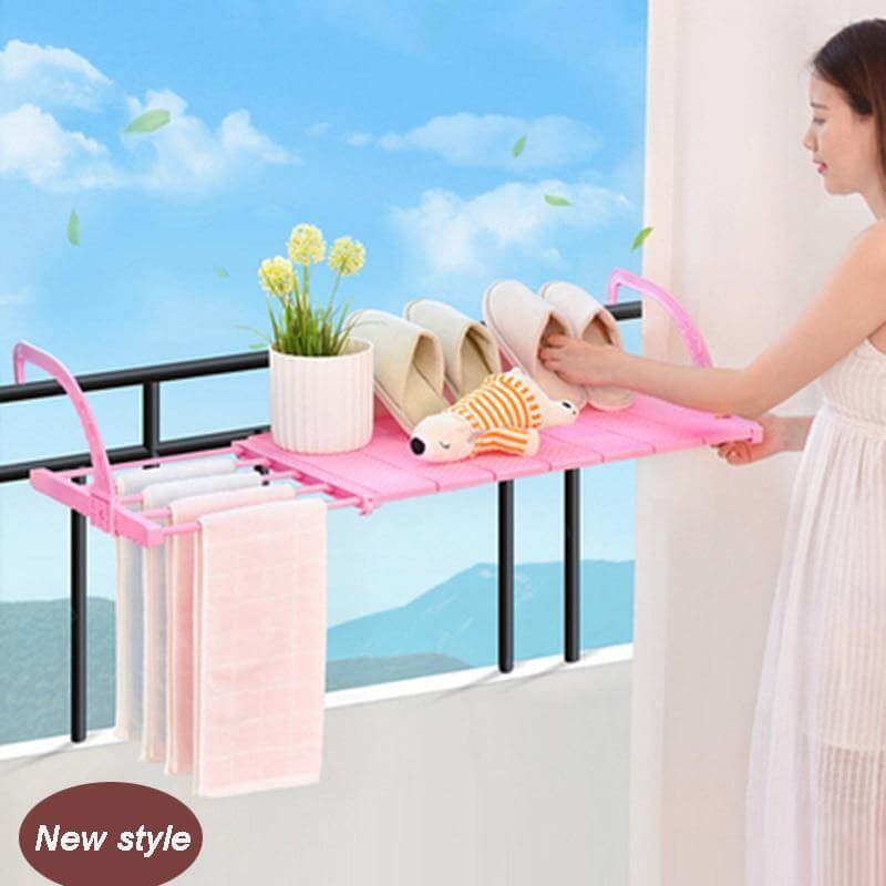 Balcony Foldable Clothes Hanging Drying Rack Organizer - Image 0