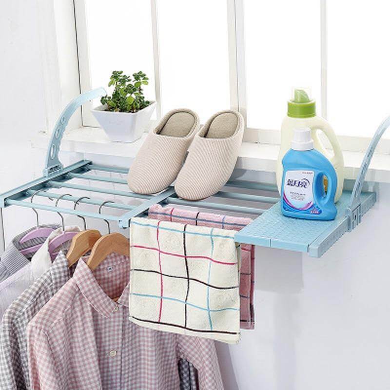 Balcony Foldable Clothes Hanging Drying Rack Organizer