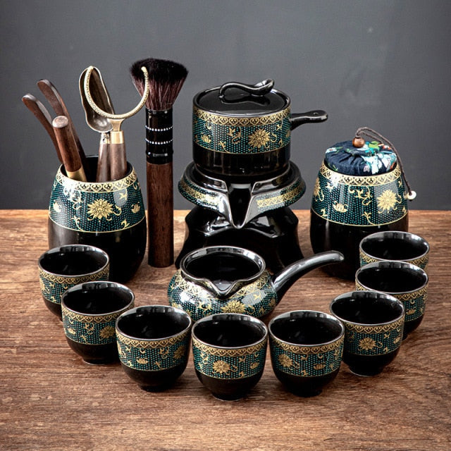 Vintage Chinese Style Unique Ceramic Tea Set - Image 9