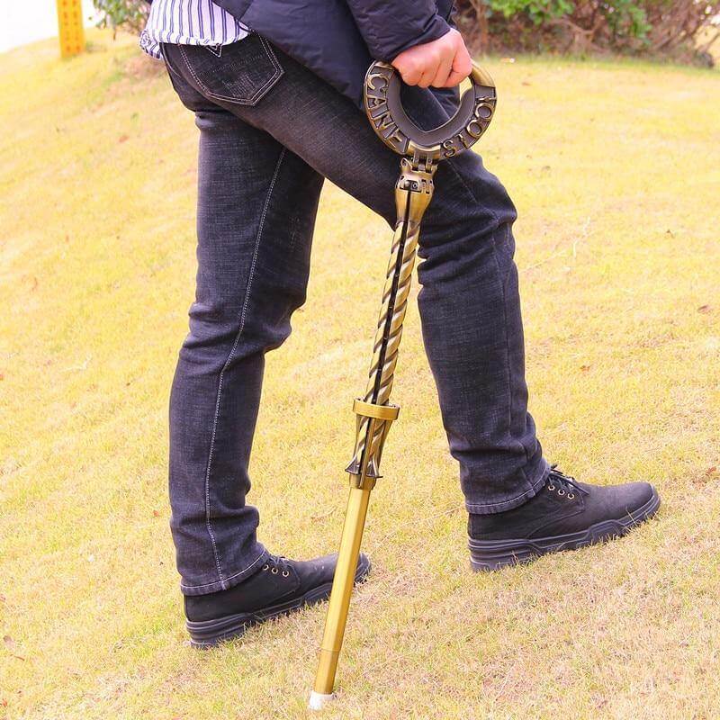 Outdoor Folding Two-in-one Walking Stick Stool - Image 3