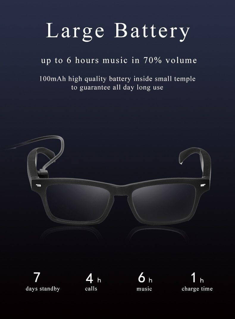 Smart Bluetooth Built-in Speaker Headset Glasses - Image 5