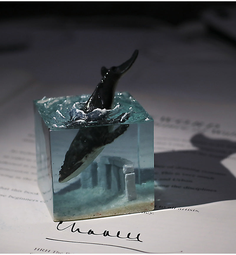 Luminous Ocean Whale Modern Resin Figurine - Image 2