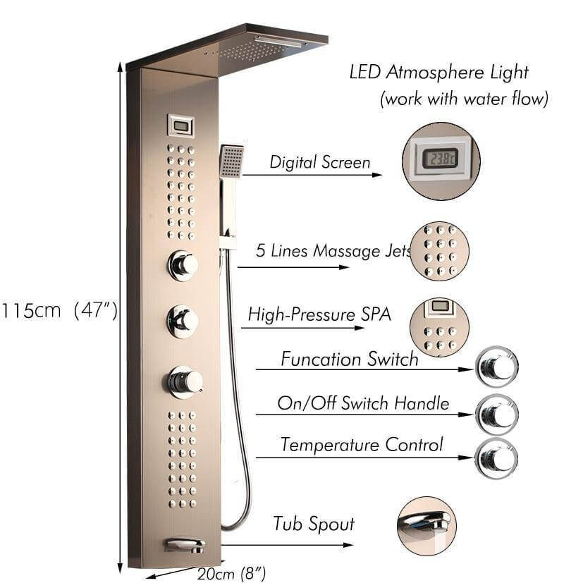 Elegant Digital Massage System Digital Led Panel Shower Sets - Image 18