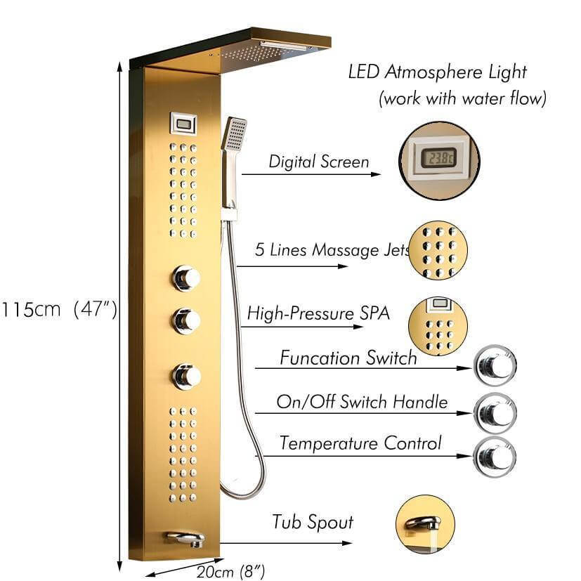 Elegant Digital Massage System Digital Led Panel Shower Sets - Image 7