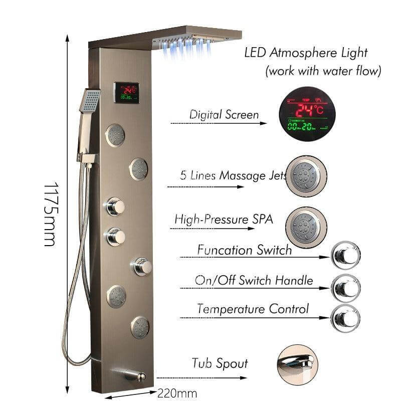 Elegant Digital Massage System Digital Led Panel Shower Sets - Image 8