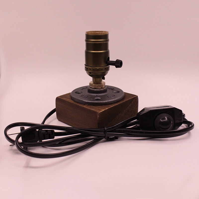 Vintage Industrial Wooden Dimmable Table Lamp