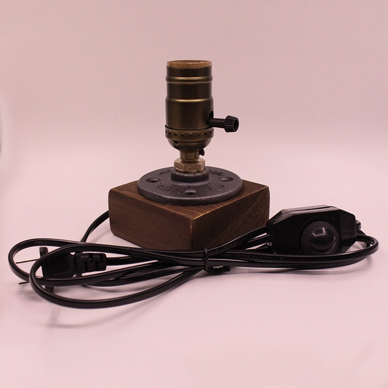 Vintage Industrial Wooden Dimmable Table Lamp - Image 2
