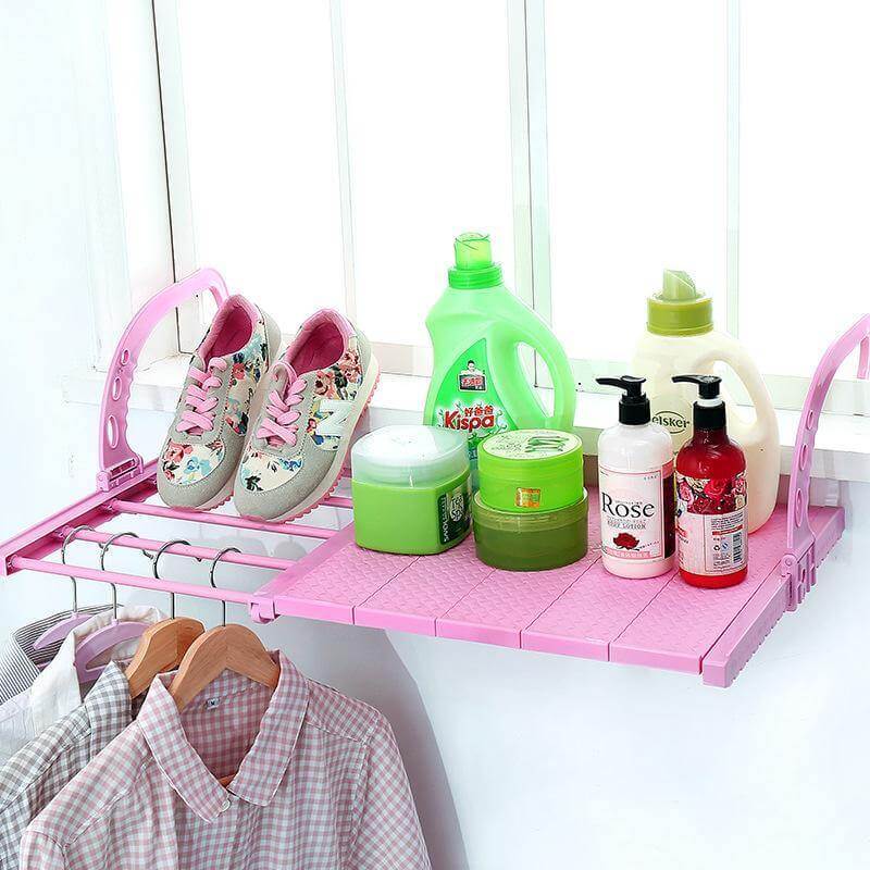 Balcony Foldable Clothes Hanging Drying Rack Organizer - Image 13